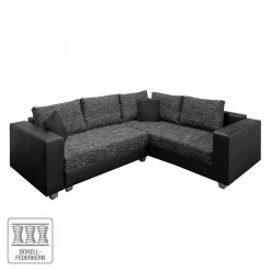 Fredriks Ecksofa Dublin I (mit Schlaffunktion) - Kunstleder/Strukturstoff - Schwarz / Anthrazit - Breite: 254 cm