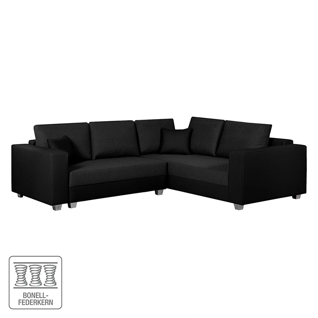Fredriks Ecksofa Dublin I (mit Schlaffunktion) - Kunstleder/Strukturstoff - Schwarz - Breite: 254 cm 1 Fredriks Ecksofa Dublin I (mit Schlaffunktion) - Kunstleder/Strukturstoff - Schwarz - Breite: 254 cm