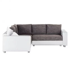 Fredriks Ecksofa Dublin I (mit Schlaffunktion) - Kunstleder/Strukturstoff - Weiß / Grau - Breite: 254 cm -Wohnzimmermöbel boutique en ligne ecksofa dublin mit schlaffunktion kunstleder stoff weiss grau 1422345