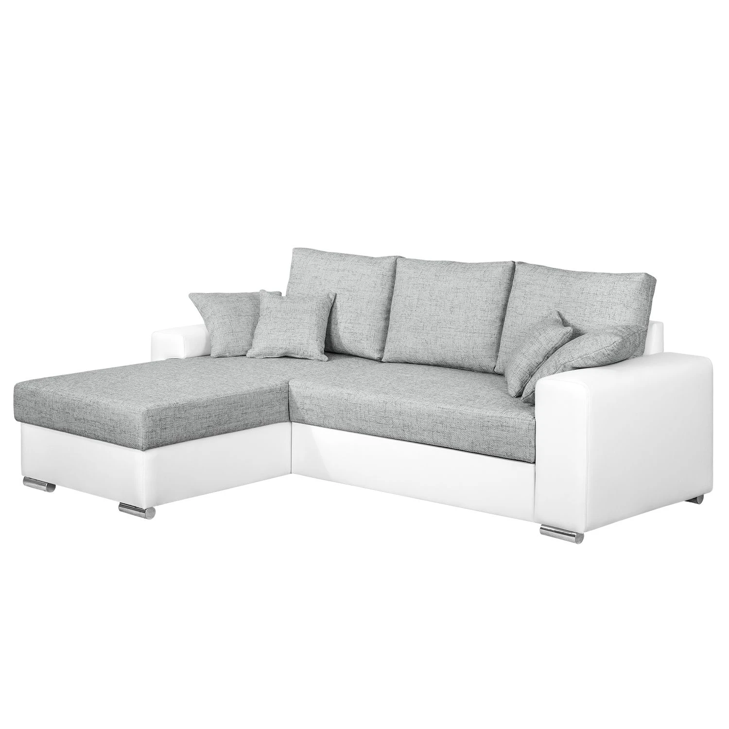 Fredriks Ecksofa Dulmen - mit Schlaffunktion / beidseitig montierbar - Kunstleder/Strukturstoff - Weiß / Hellgrau 1 Fredriks Ecksofa Dulmen - mit Schlaffunktion / beidseitig montierbar - Kunstleder/Strukturstoff - Weiß / Hellgrau