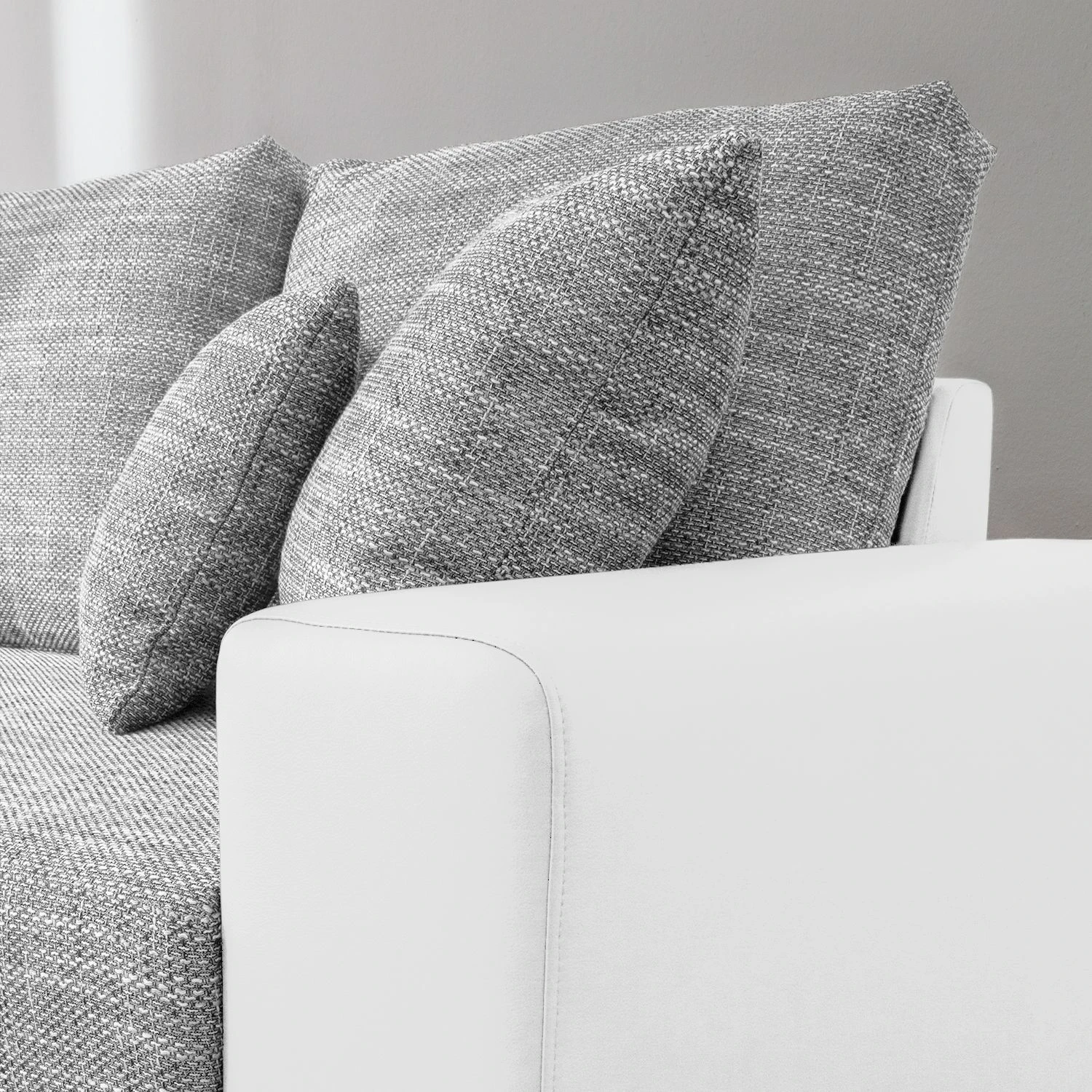 Fredriks Ecksofa Dulmen - mit Schlaffunktion / beidseitig montierbar - Kunstleder/Strukturstoff - Weiß / Hellgrau 15 Fredriks Ecksofa Dulmen - mit Schlaffunktion / beidseitig montierbar - Kunstleder/Strukturstoff - Weiß / Hellgrau – Bild 15