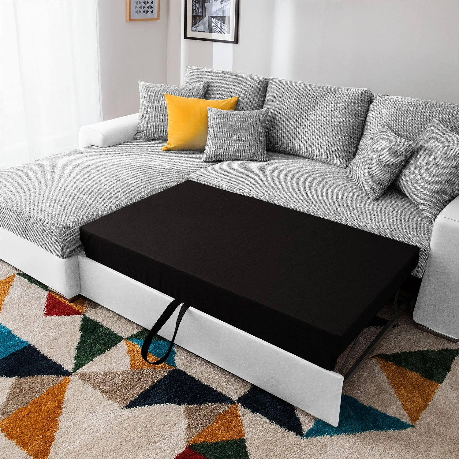 Fredriks Ecksofa Dulmen - mit Schlaffunktion / beidseitig montierbar - Kunstleder/Strukturstoff - Weiß / Hellgrau 5 Fredriks Ecksofa Dulmen - mit Schlaffunktion / beidseitig montierbar - Kunstleder/Strukturstoff - Weiß / Hellgrau – Bild 5