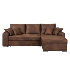 Ars manufacti Ecksofa Dulmen - (mit Schlaffunktion / beidseitig montierbar) - Antiklederoptik - Dunkelbraun -Wohnzimmermöbel boutique en ligne ecksofa dulmen mit schlaffunktion samtstoff longchair beidseitig montierbar dunkelbraun 1234818