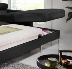 Cotta Ecksofa Eduardo I Echtleder - Schwarz - Longchair davorstehend rechts - Bettkasten - Schlaffunktion -Wohnzimmermöbel boutique en ligne ecksofa eduardo i echtleder longchair ottomane davorstehend rechts mit schlaffunktion schwarz 4905992