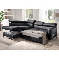 Cotta Ecksofa Eduardo II Echtleder - Schwarz - Longchair davorstehend links - Bettkasten - Schlaffunktion -Wohnzimmermöbel boutique en ligne ecksofa eduardo ii echtleder longchair ottomane davorstehend links mit schlaffunktion schwarz 5152420