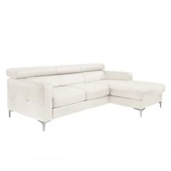 Cotta Ecksofa Eduardo Kunstleder - Weiß - Longchair davorstehend rechts - Bettkasten - Schlaffunktion