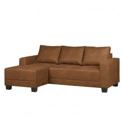 Ars Natura Ecksofa Greenwood Antiklederlook - Cognac - Longchair davorstehend links