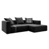 Tom Tailor Ecksofa Heaven Stripe Webstoff Longchair - davorstehend rechts - Schwarz / Grau - Ohne Kissen