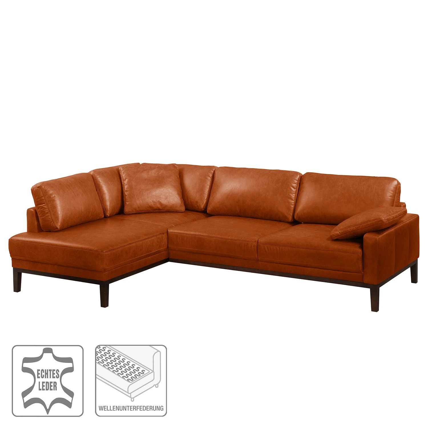 Ars manufacti Ecksofa Horley Echtleder - Honigbraun - Ottomane davorstehend links 2 Ars manufacti Ecksofa Horley Echtleder - Honigbraun - Ottomane davorstehend links – Bild 2