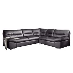 Cotta Ecksofa Howard (mit Schlaffunktion) - Kunstleder Schwarz - Bettfunktion davorstehend links