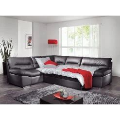 Cotta Ecksofa Howard (mit Schlaffunktion) - Kunstleder Schwarz - Bettfunktion davorstehend rechts -Wohnzimmermöbel boutique en ligne ecksofa howard mit schlaffunktion kunstleder schwarz bettfunktion davorstehend rechts 264395