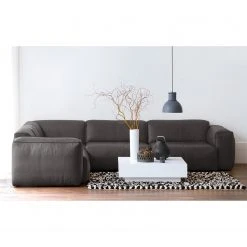 Studio Copenhagen Ecksofa HUDSON mit Rundecke - Echtleder Neka: Grau - Ecke davorstehend links -Wohnzimmermöbel boutique en ligne ecksofa hudson ii echtleder 3 sitzer davorstehend rechts grau 3832056