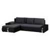 Mooved Ecksofa Huelva (mit Schlaffunktion) - Kunstleder/Webstoff - Schwarz / Grau - Longchair davorstehend links