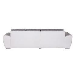 Roomscape Ecksofa Ilona (mit Schlaffunktion) - Kunstleder / Webstoff Weiß / Grau - Longchair davorstehend links -Wohnzimmermöbel boutique en ligne ecksofa ilona mit schlaffunktion kunstleder weiss webstoff grau ottomane davorstehend links 382956