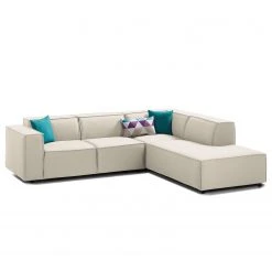 Ecksofa Kinx III Webstoff - Webstoff Osta: Altweiß - Ottomane davorstehend rechts - Keine Funktion