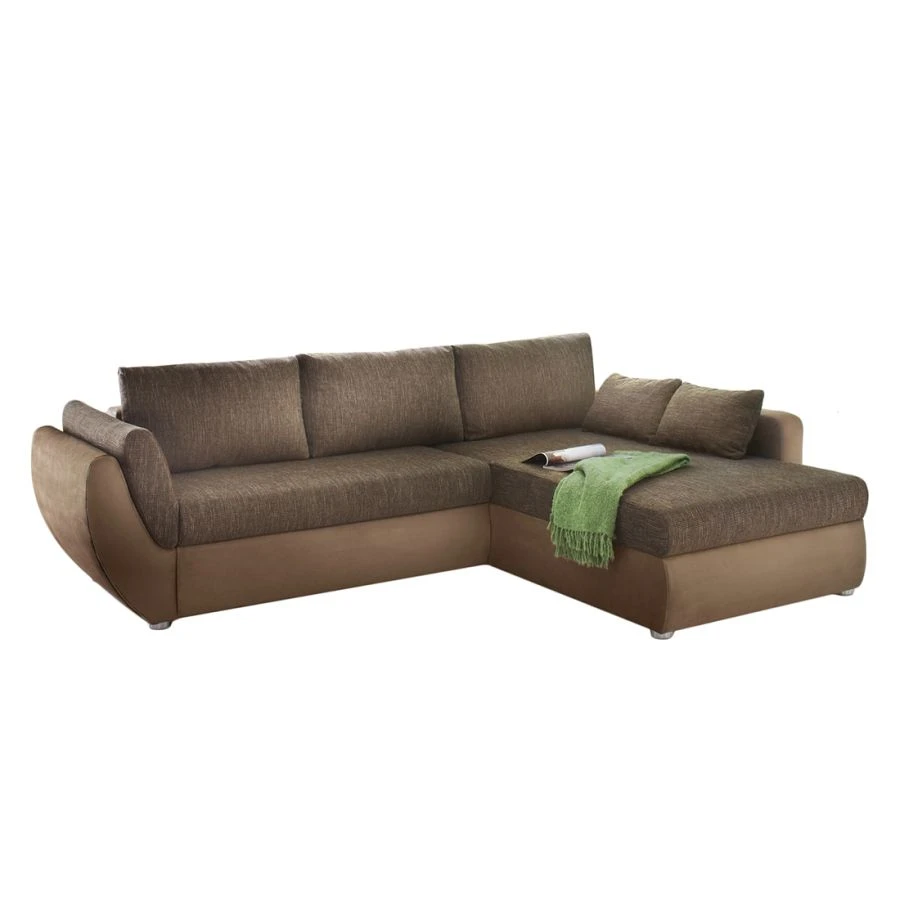 Home Design Ecksofa Kuhmo - Strukturstoff/Microfaser Braun - Ottomane beidseitig montierbar 2 Home Design Ecksofa Kuhmo - Strukturstoff/Microfaser Braun - Ottomane beidseitig montierbar – Bild 2