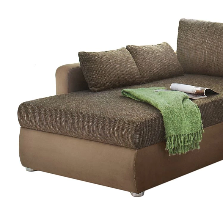 Home Design Ecksofa Kuhmo - Strukturstoff/Microfaser Braun - Ottomane beidseitig montierbar 6 Home Design Ecksofa Kuhmo - Strukturstoff/Microfaser Braun - Ottomane beidseitig montierbar – Bild 6