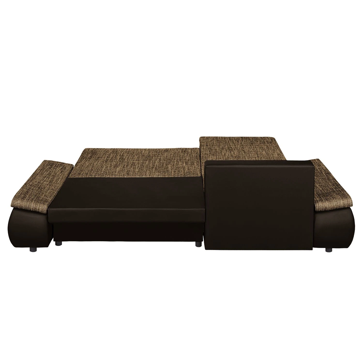 Fredriks Ecksofa Laza - mit Schlaffunktion - Kunstleder / Webstoff - Dunkelbraun / Cappuccino - Longchair davorstehend links 14 Fredriks Ecksofa Laza - mit Schlaffunktion - Kunstleder / Webstoff - Dunkelbraun / Cappuccino - Longchair davorstehend links – Bild 14