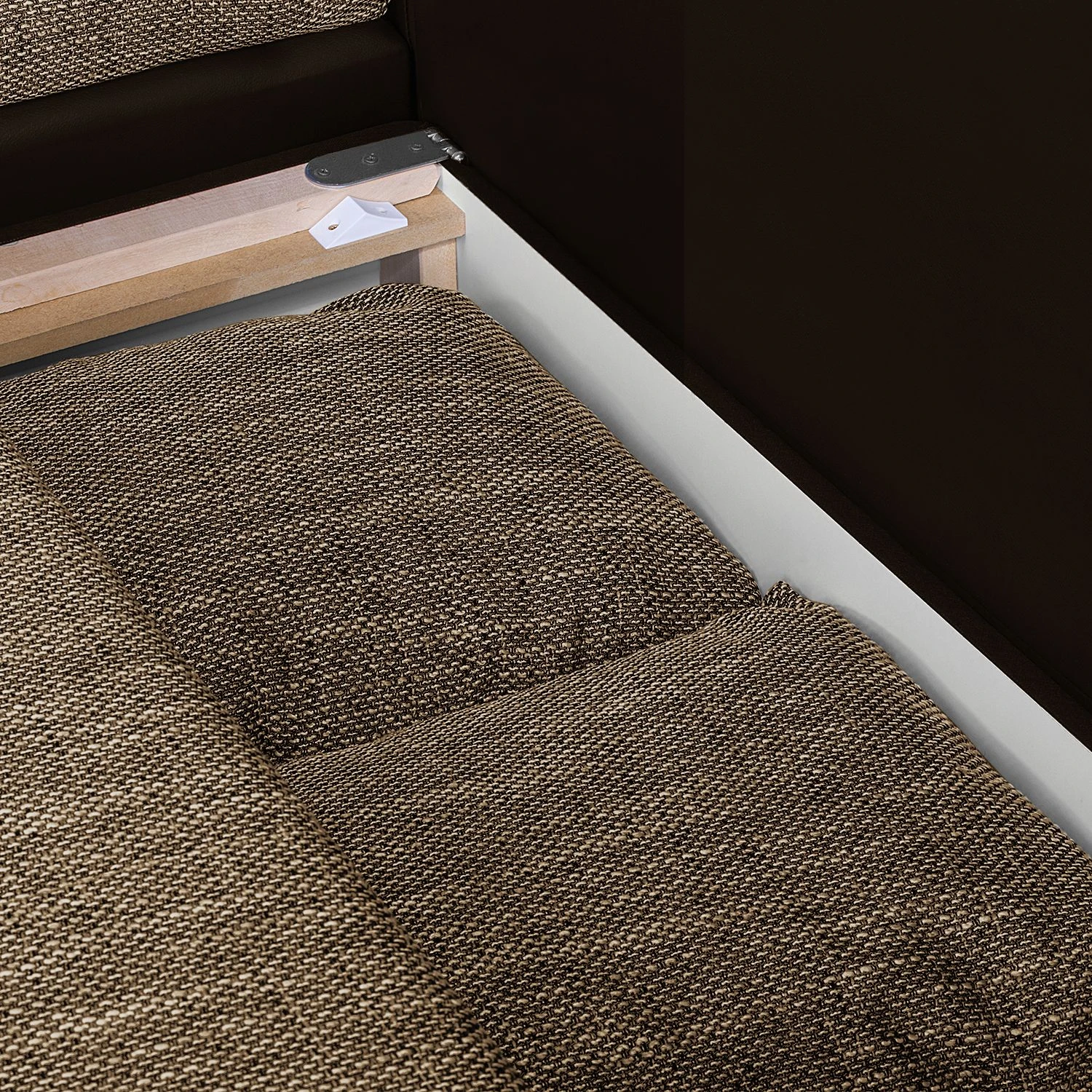 Fredriks Ecksofa Laza - mit Schlaffunktion - Kunstleder / Webstoff - Dunkelbraun / Cappuccino - Longchair davorstehend links 25 Fredriks Ecksofa Laza - mit Schlaffunktion - Kunstleder / Webstoff - Dunkelbraun / Cappuccino - Longchair davorstehend links – Bild 25