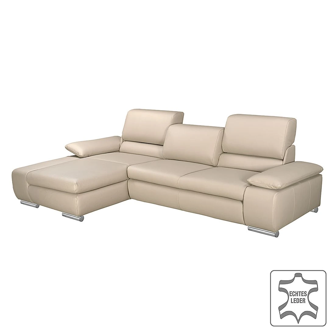 Fredriks Ecksofa Masca II Echtleder - Beige - Longchair davorstehend links - Schlaffunktion 2 Fredriks Ecksofa Masca II Echtleder - Beige - Longchair davorstehend links - Schlaffunktion – Bild 2