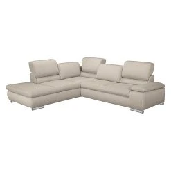 Fredriks Ecksofa Masca I Strukturstoff - Beige - Longchair davorstehend links - Schlaffunktion