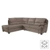 Cotta Ecksofa Kevin (mit Schlaffunktion) - Echtleder Taupe - Ottomane davorstehend links