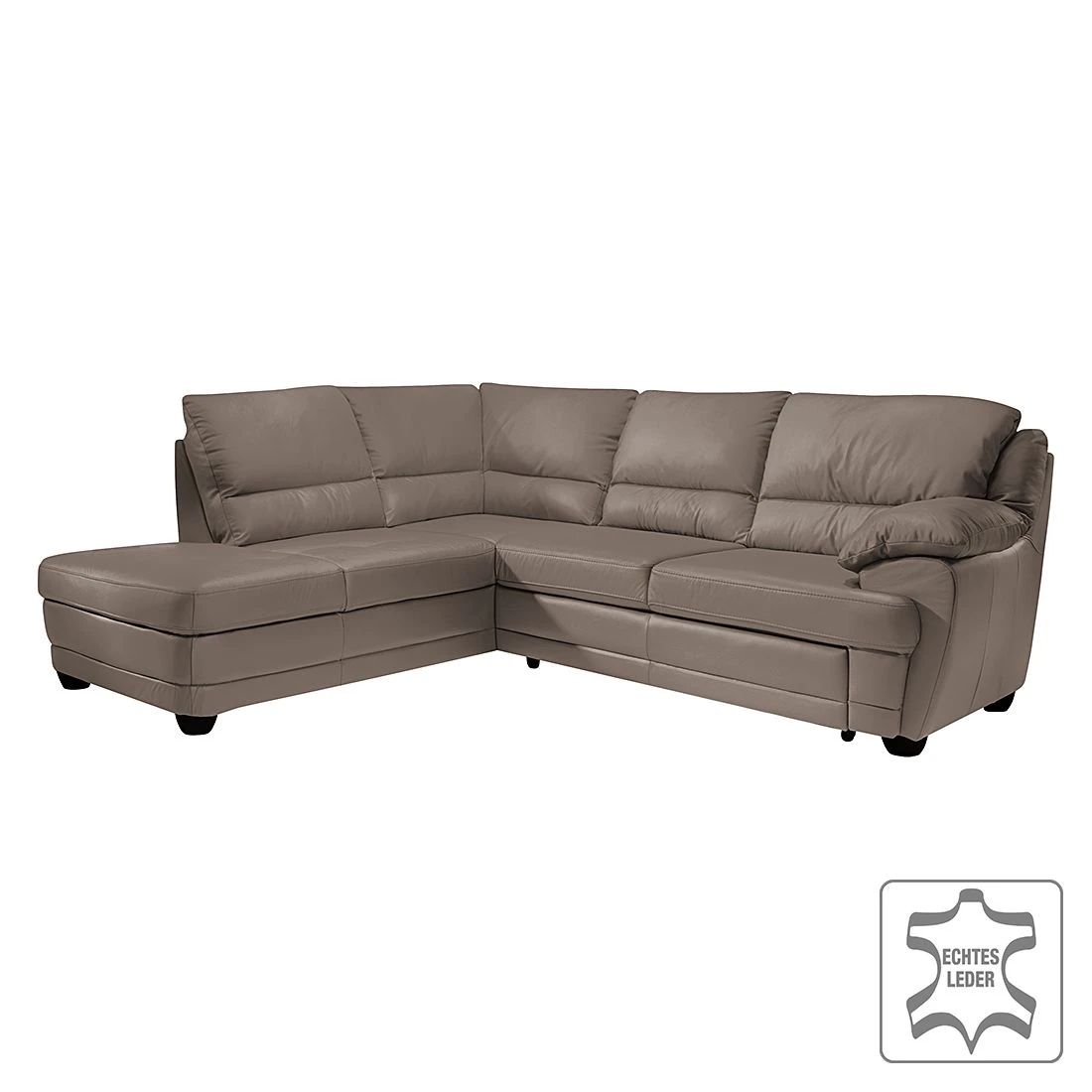 Cotta Ecksofa Kevin (mit Schlaffunktion) - Echtleder Taupe - Ottomane davorstehend links 1 Cotta Ecksofa Kevin (mit Schlaffunktion) - Echtleder Taupe - Ottomane davorstehend links