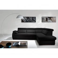 Loftscape Ecksofa Olival IV Echtleder - Schwarz - Schlaffunktion davorstehend links -Wohnzimmermöbel boutique en ligne ecksofa olival iv echtleder schlaffunktion davorstehend links schwarz 4889432