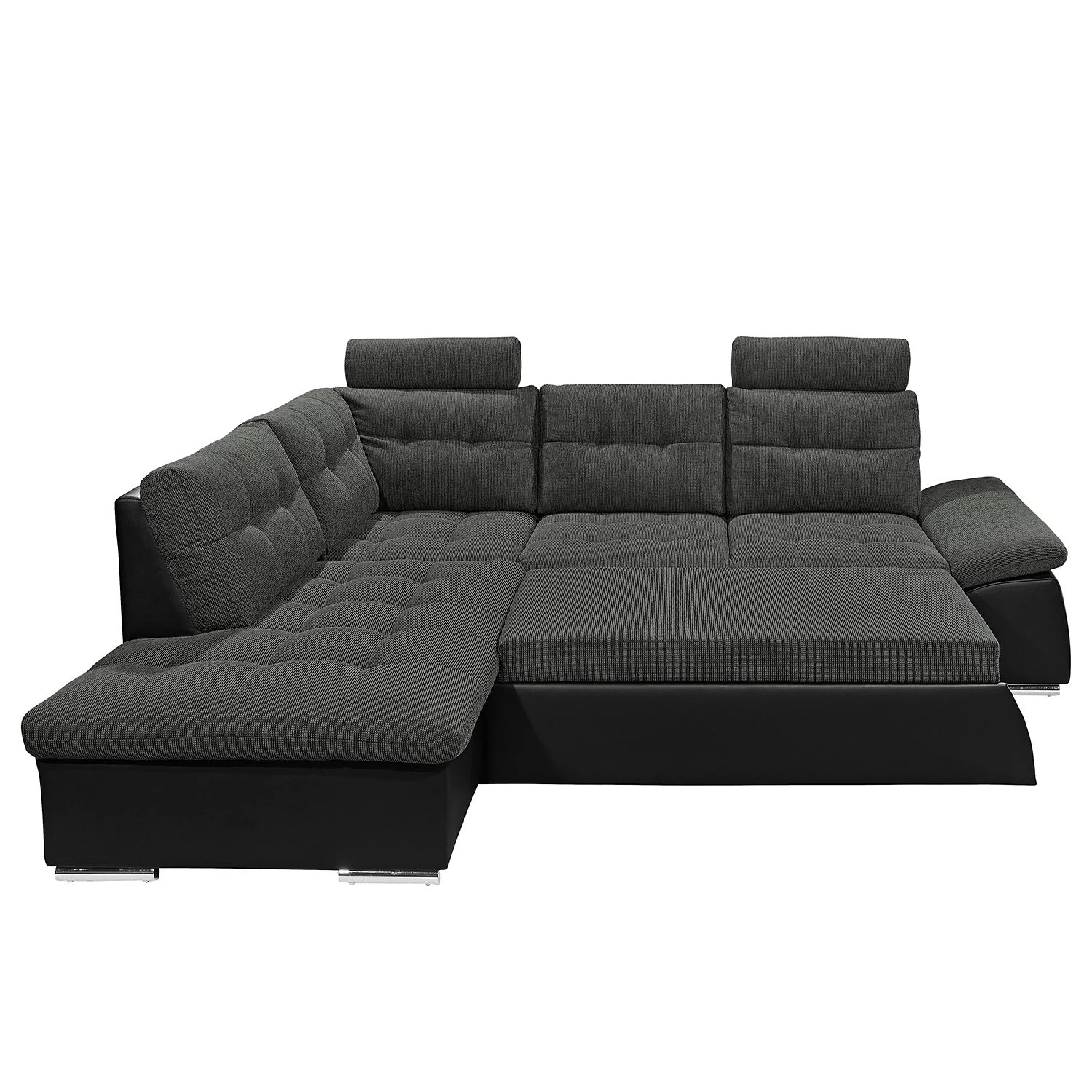 Fredriks Ecksofa Puntiro (mit Schlaffunktion) - Kunstleder Lilo / Strukturstoff Satur: Schwarz / Anthrazit - Ottomane davorstehend links 8 Fredriks Ecksofa Puntiro (mit Schlaffunktion) - Kunstleder Lilo / Strukturstoff Satur: Schwarz / Anthrazit - Ottomane davorstehend links – Bild 8