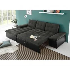 Fredriks Ecksofa Puntiro (mit Schlaffunktion) - Kunstleder / Webstoff - Kunstleder Lilo / Strukturstoff Satur: Schwarz / Anthrazit -Wohnzimmermöbel boutique en ligne ecksofa puntiro mit schlaffunktion kunstleder webstoff longchair davorstehend links schwarz anthrazit 4537300