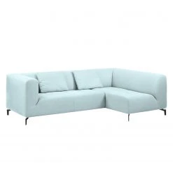 Fredriks Ecksofa Rosewood Webstoff - Pastellblau - Ottomane davorstehend rechts - Ohne Hocker