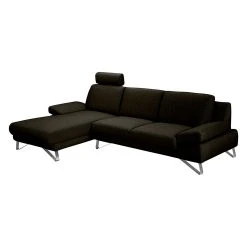 Loftscape Ecksofa Silvano - Webstoff Braun-Schwarz - Longchair davorstehend links - mit 1 Kopfstütze