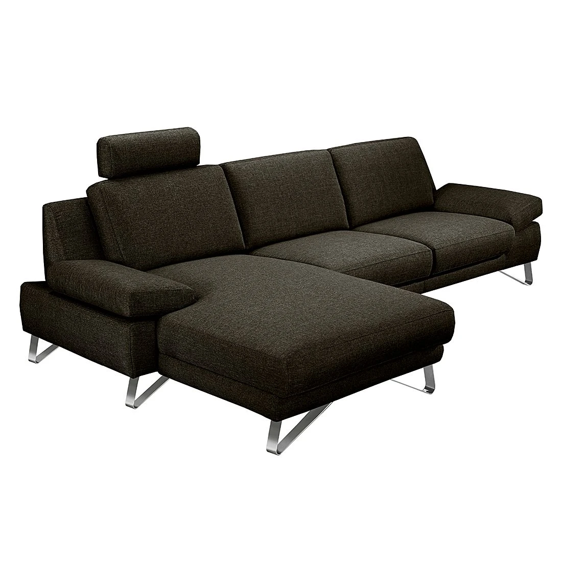 Loftscape Ecksofa Silvano - Webstoff Braun-Schwarz - Longchair davorstehend links - mit 1 Kopfstütze 5 Loftscape Ecksofa Silvano - Webstoff Braun-Schwarz - Longchair davorstehend links - mit 1 Kopfstütze – Bild 5