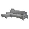 Loftscape Ecksofa Silvano - Webstoff Grau - Longchair davorstehend links - Mit 1 Kopfstütze