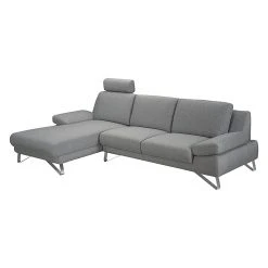 Loftscape Ecksofa Silvano - Webstoff Grau - Longchair davorstehend links - Mit 1 Kopfstütze