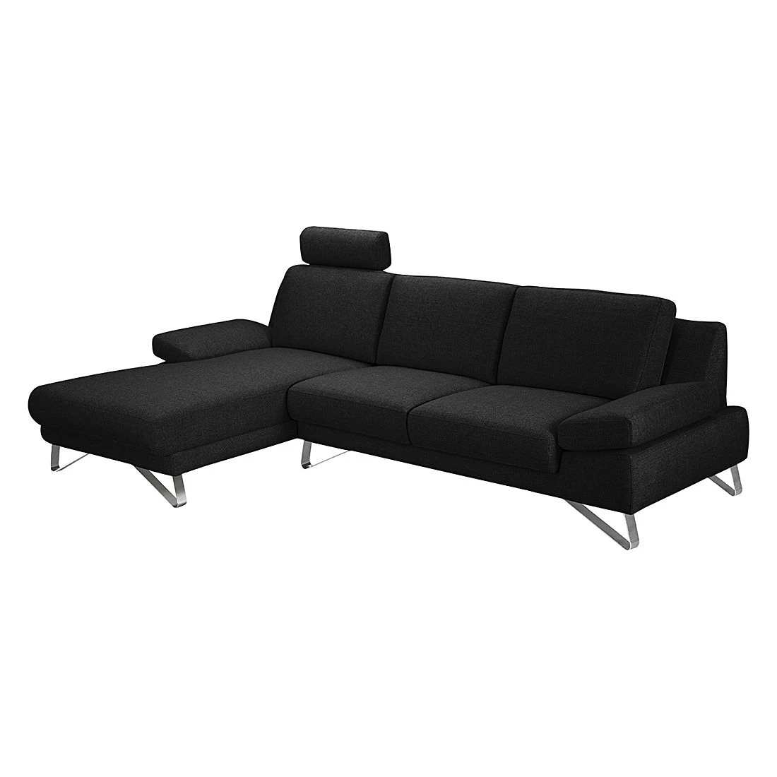 Loftscape Ecksofa Silvano - Webstoff Schwarz - Longchair davorstehend links - ohne Kopfstütze 1 Loftscape Ecksofa Silvano - Webstoff Schwarz - Longchair davorstehend links - ohne Kopfstütze