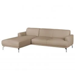 Fredriks Ecksofa Sisto I Echtleder - Cappuccino - Longchair davorstehend links