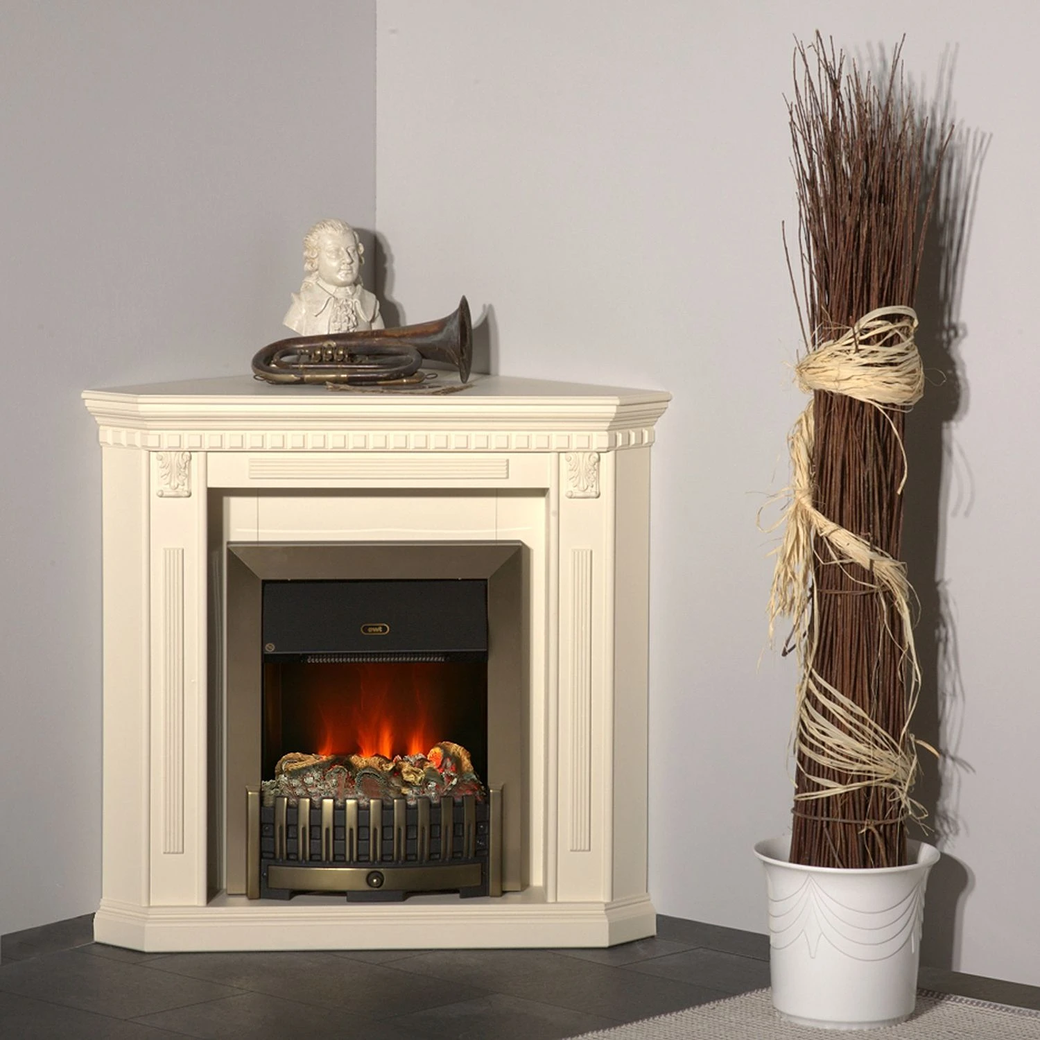 Montreux Elektro-Eckkamin Georgia - Cremeweiß 3 Montreux Elektro-Eckkamin Georgia - Cremeweiß – Bild 3