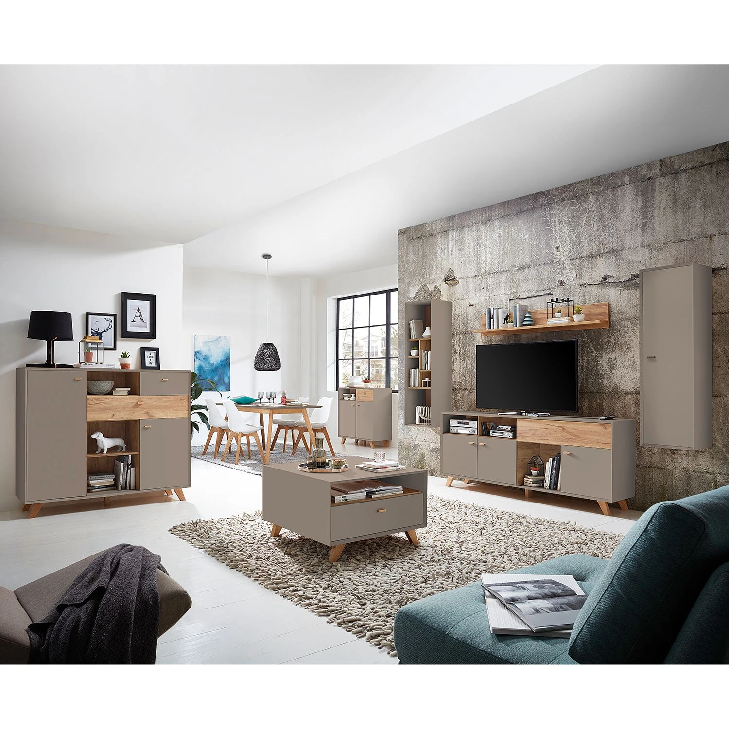 Germania Hängeregal Calvi - Steingrau / Eiche Navarra Dekor 2 Germania Hängeregal Calvi - Steingrau / Eiche Navarra Dekor – Bild 2