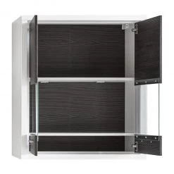 Mooved Hängevitrine Piorini II (inkl. Beleuchtu - Kiefer Anthrazit Dekor / Weiß -Wohnzimmermöbel boutique en ligne haengevitrine maruto ii inkl beleuchtung kiefer dunkel dekor weiss 4933176