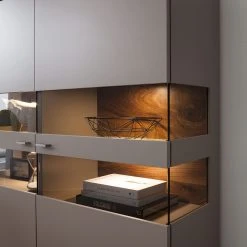 GWINNER Highboard Anzio - Matt Fango / Astnussbaum - Mit Beleuchtung -Wohnzimmermöbel boutique en ligne highboard anzio mit beleuchtung matt fango astnussbaum 4626412