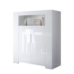 LC Spa Highboard Gladiolo - Hochglanz Weiß / Weiß - Mit Beleuchtung