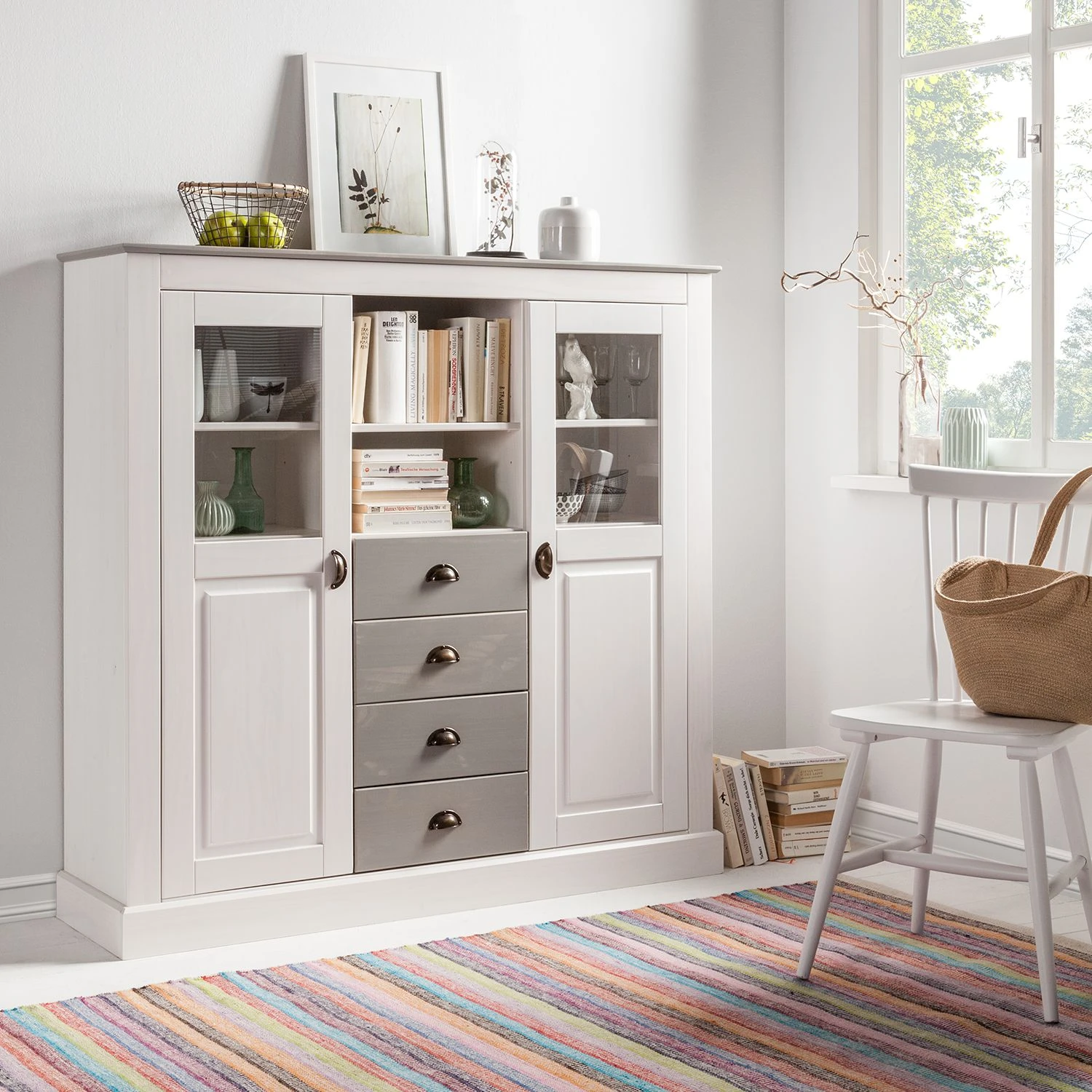 Maison Belfort Highboard Neely - Weiß / Grau 2 Maison Belfort Highboard Neely - Weiß / Grau – Bild 2