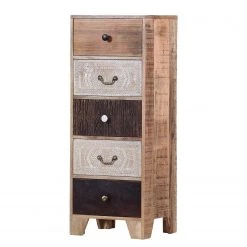 Ars manufacti Hochkommode Curenna III - Mango teilmassiv - Mango / Braun