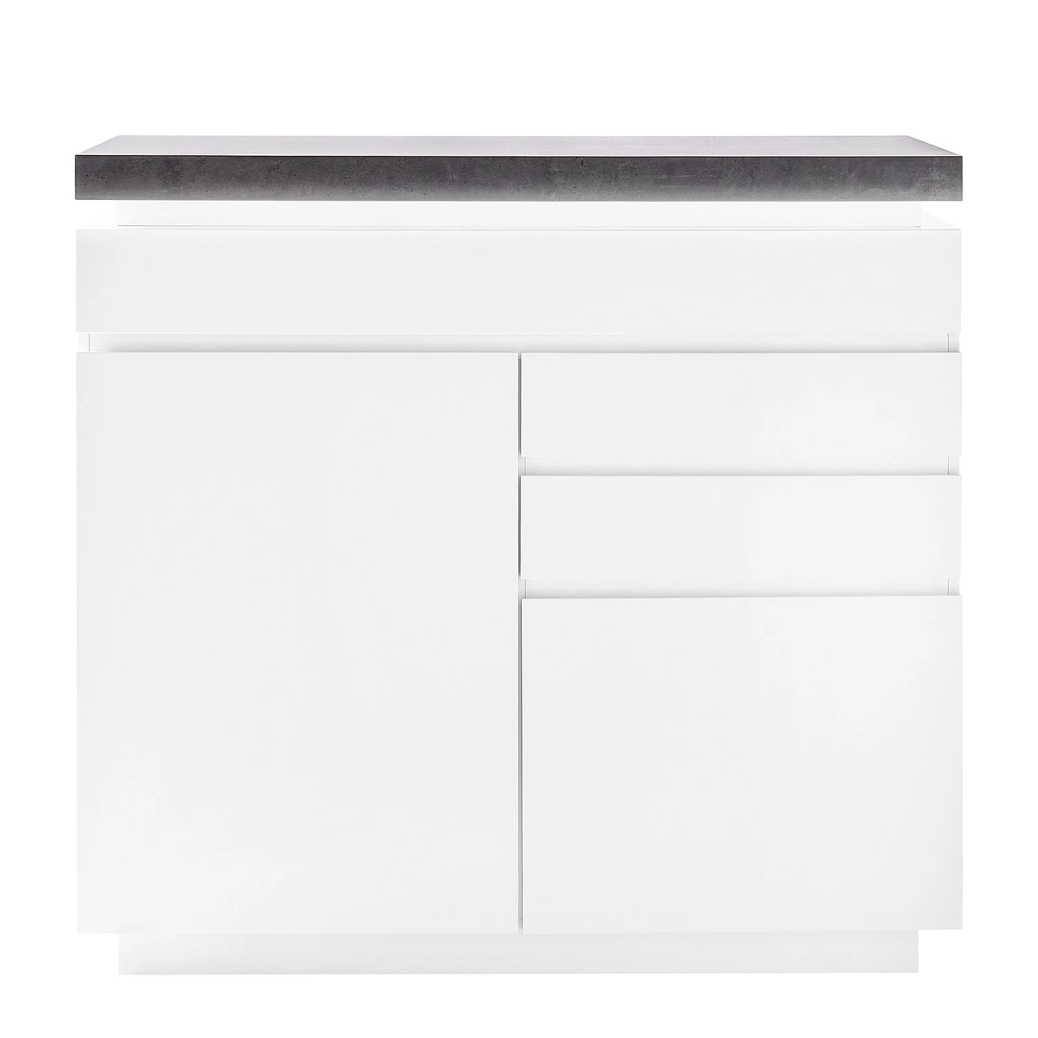 Fredriks Kommode Namona I - Inkl. Beleuchtung - Beton Dekor / Weiß 4 Fredriks Kommode Namona I - Inkl. Beleuchtung - Beton Dekor / Weiß – Bild 4