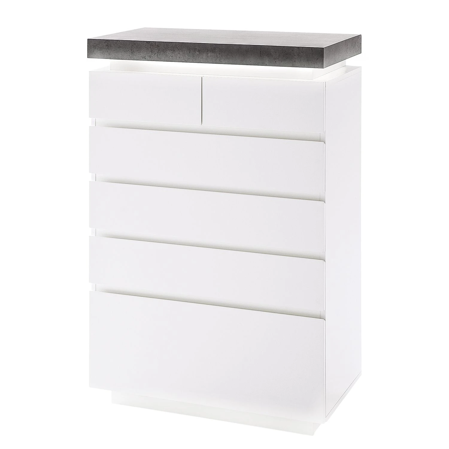 Fredriks Kommode Namona II - Inkl. Beleuchtung - Beton Dekor / Weiß 1 Fredriks Kommode Namona II - Inkl. Beleuchtung - Beton Dekor / Weiß