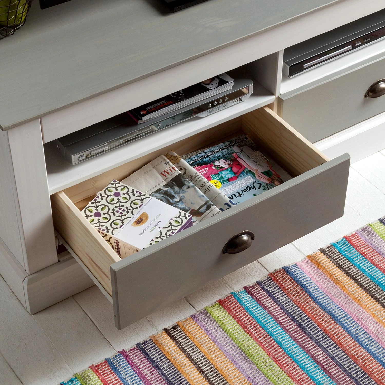 Maison Belfort TV-Lowboard Neely I - Weiß / Grau 9 Maison Belfort TV-Lowboard Neely I - Weiß / Grau – Bild 9