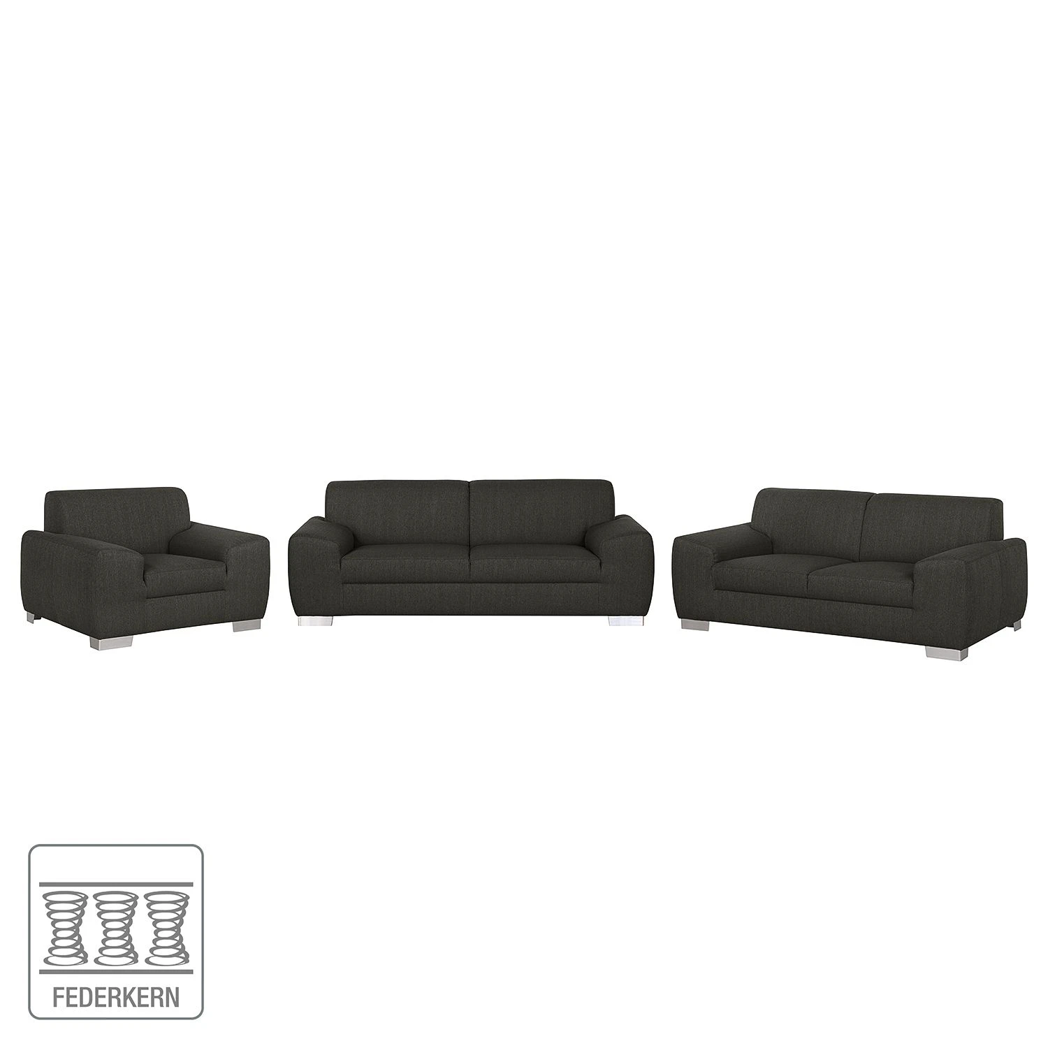 Fredriks Polstergarnitur Bollon (3-2-1) - Webstoff - Dunkelgrau 2 Fredriks Polstergarnitur Bollon (3-2-1) - Webstoff - Dunkelgrau – Bild 2