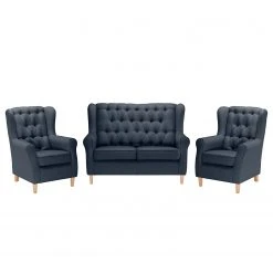 Maison Belfort Polstergarnitur Luro (2-1-1) - Strukturstoff - Dunkelblau