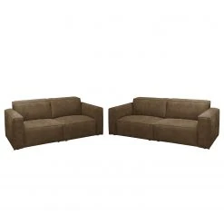 Ars manufacti Polstergarnitur Manchester (3-2) Echtled - Braun